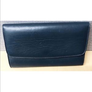 Vintage Leather Clutch 1940s 50s - Navy